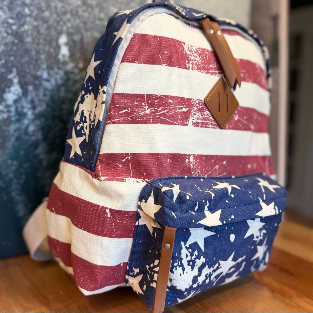 Joe Boxer American Flag Vintage (early 2000’s) Y2K Canvas Backpack - Picture 4 of 11